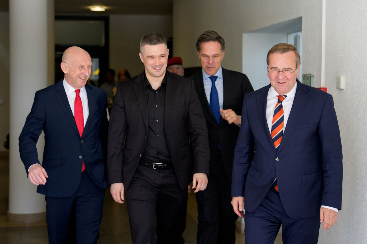 NATO Secretary General Mark Rutte with Boris Pistorius, Minister of Defence of Germany, John Healey, Secretary of State for Defence of the United Kingdom, and Mykhailo Fedorov, Minister of Defence of Ukraine