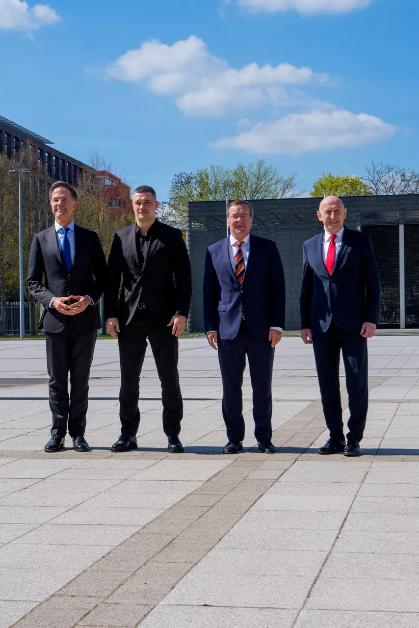 NATO Secretary General Mark Rutte with Boris Pistorius, Minister of Defence of Germany, John Healey, Secretary of State for Defence of the United Kingdom, and Mykhailo Fedorov, Minister of Defence of Ukraine