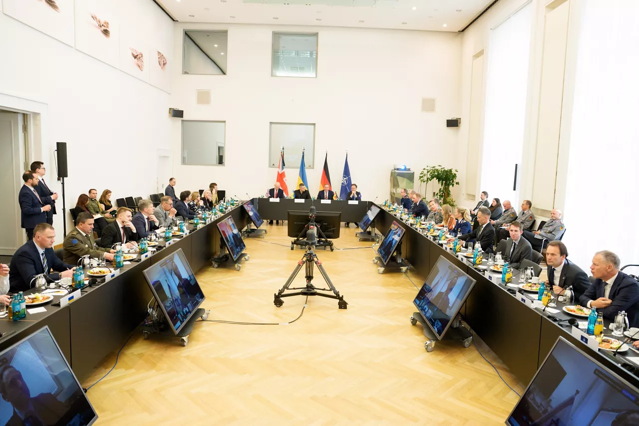 NATO Secretary General Mark Rutte with Boris Pistorius, Minister of Defence of Germany, John Healey, Secretary of State for Defence of the United Kingdom, and Mykhailo Fedorov, Minister of Defence of Ukraine
