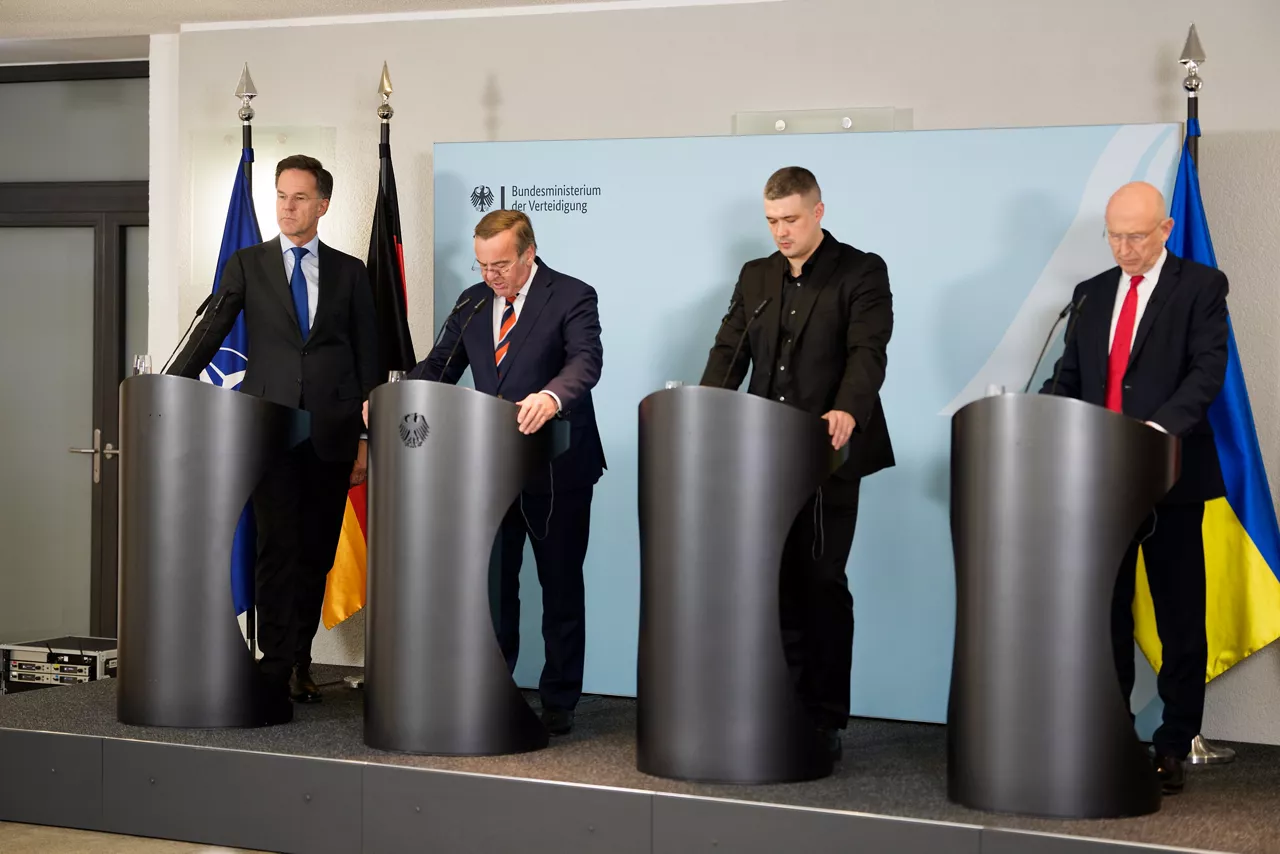 Joint press conference by NATO Secretary General Mark Rutte with Boris Pistorius, Minister of Defence of Germany, John Healey, Secretary of State for Defence of the United Kingdom, and Mykhailo Fedorov, Minister of Defence of Ukraine following the meeting of the UDCG