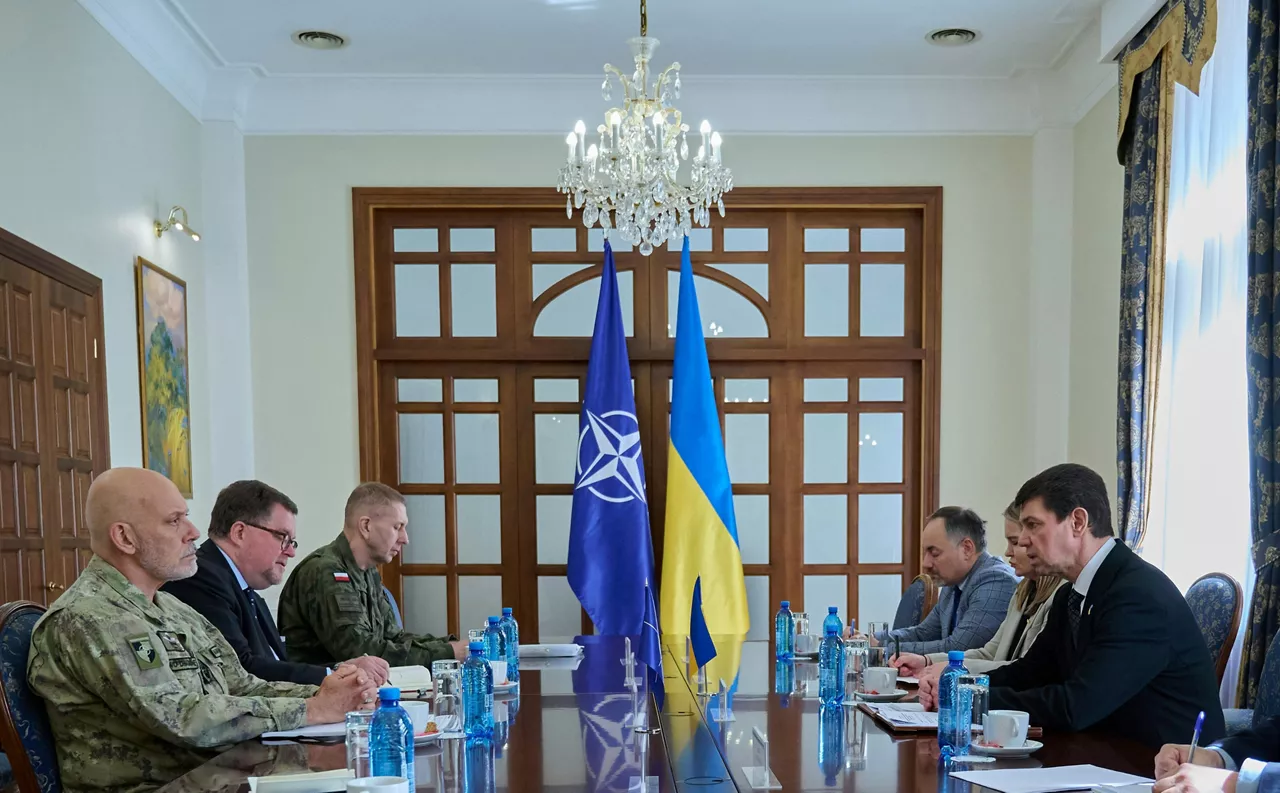 Office Call between the Chair of the NATO Military Committee, Admiral Giuseppe Cavo Dragone; NATO Senior Representative in Ukraine, Mr. Patrick Turner; Deputy Minister of Foreign Affairs of Ukraine, Olexandr Mischenko.