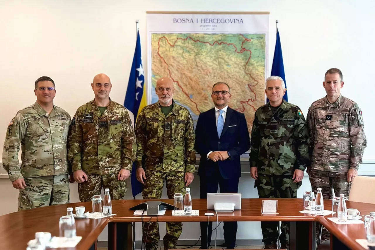 CMC and CEUMC with the EU Special Representative, Sarajevo Ambassador Luigi Soreca; NHQSA, Brigadier General Matthew Valas, Commander EUFOR, Major General Maurizio Fronda; Operational Commander for the European Mission in BiH Lieutenant General Ludovic Pinon de Quincy