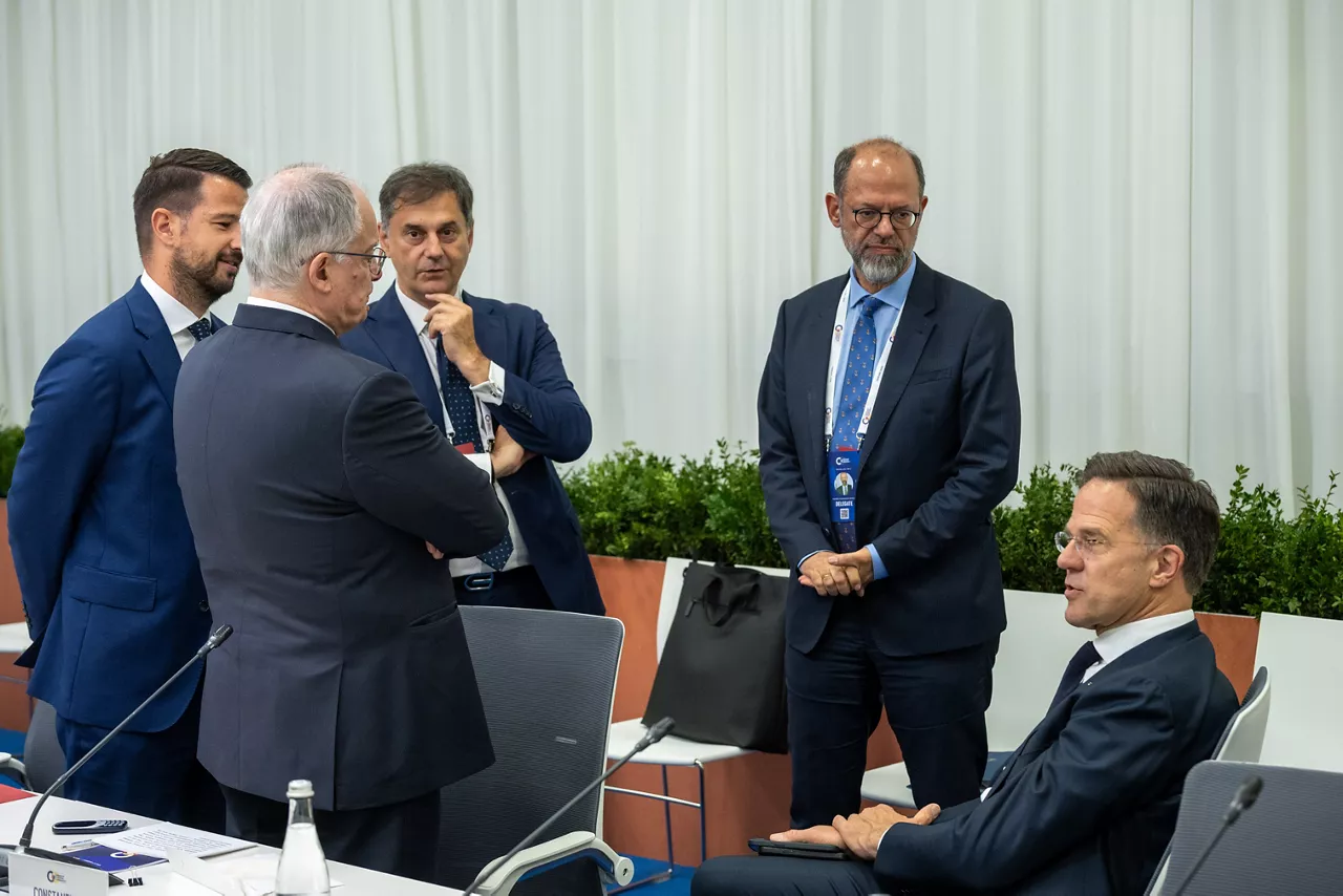 [from left to right] Jakov Milatović, President of Montenegro, Constantine An. Tassoulas, President of Greece, Deputy Minister for Foreign Affairs of Greece, Haris Theoharis, NATO Secretary General Mark Rutte