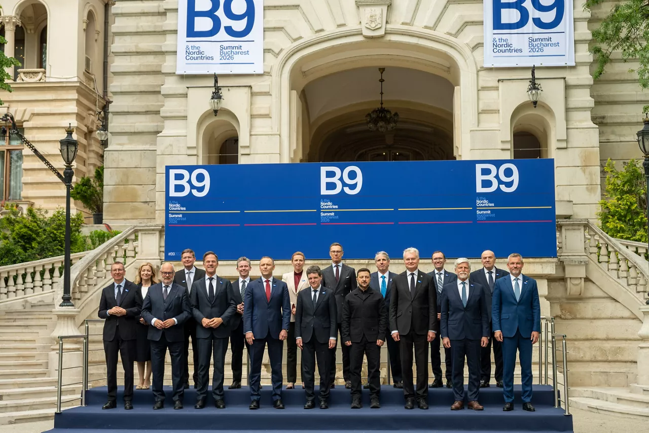 Family photo from the B9 Summit in Bucharest, Romania