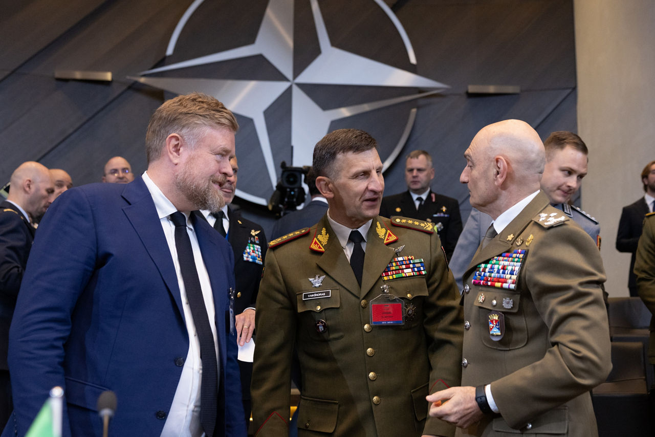 Left to Right - The Chief of Defence of Iceland, Director Jónas Allansson; the Chief of Defence of Lithuania, General Raimundas Vaikšnoras; the Chief of Defence of Italy, General Luciano Portolano.