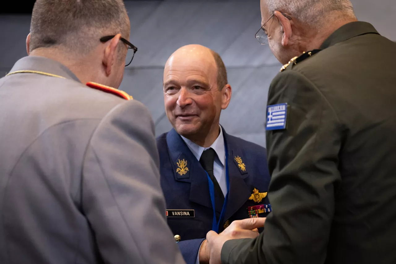 Left to Right - The Chief of Defence of Germany, General Carsten Breuer; the Chief of Defence of Belgium, General Frederik Vansina; the Chief of Defence of Greece, General Dimitrios Choupis.
