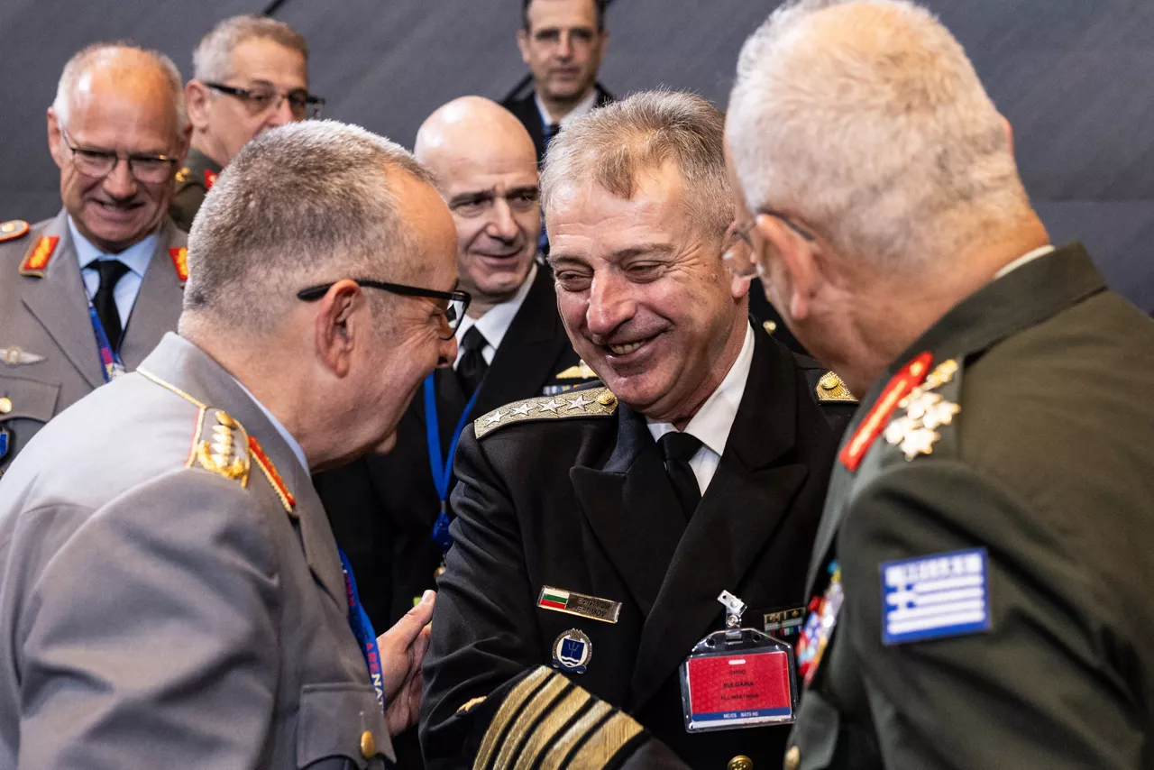 Left to Right - The Chief of Defence of Germany, General Carsten Breuer; the Chief of Defence of Bulgaria, Admiral Emil Eftimov; the Chief of Defence of Greece, General Dimitrios Choupis.

