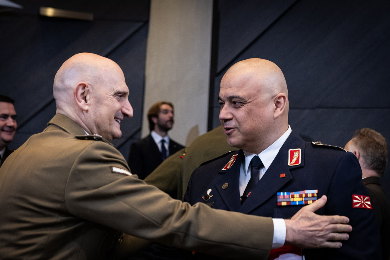 Left to Right - The Chief of Defence of Italy, General Luciano Portolano with the Chief of Defence of North Macedonia, Major General Sashko Lafchiski.