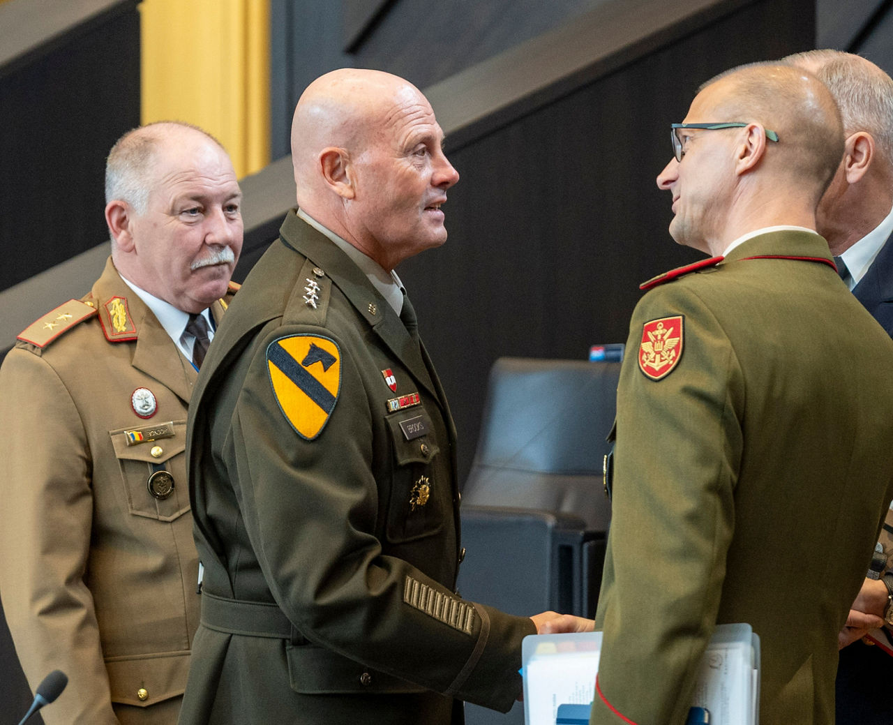 The Military Representative of Romania, Major General Remus - Hadrian Bondor; The Deputy Chair of the NATO Military Committee (DCMC),
Lieutenant General W. Phil Brooks; Director General of the International Military Staff (DGIMS), Lieutenant General Remigijus Baltrėnas
