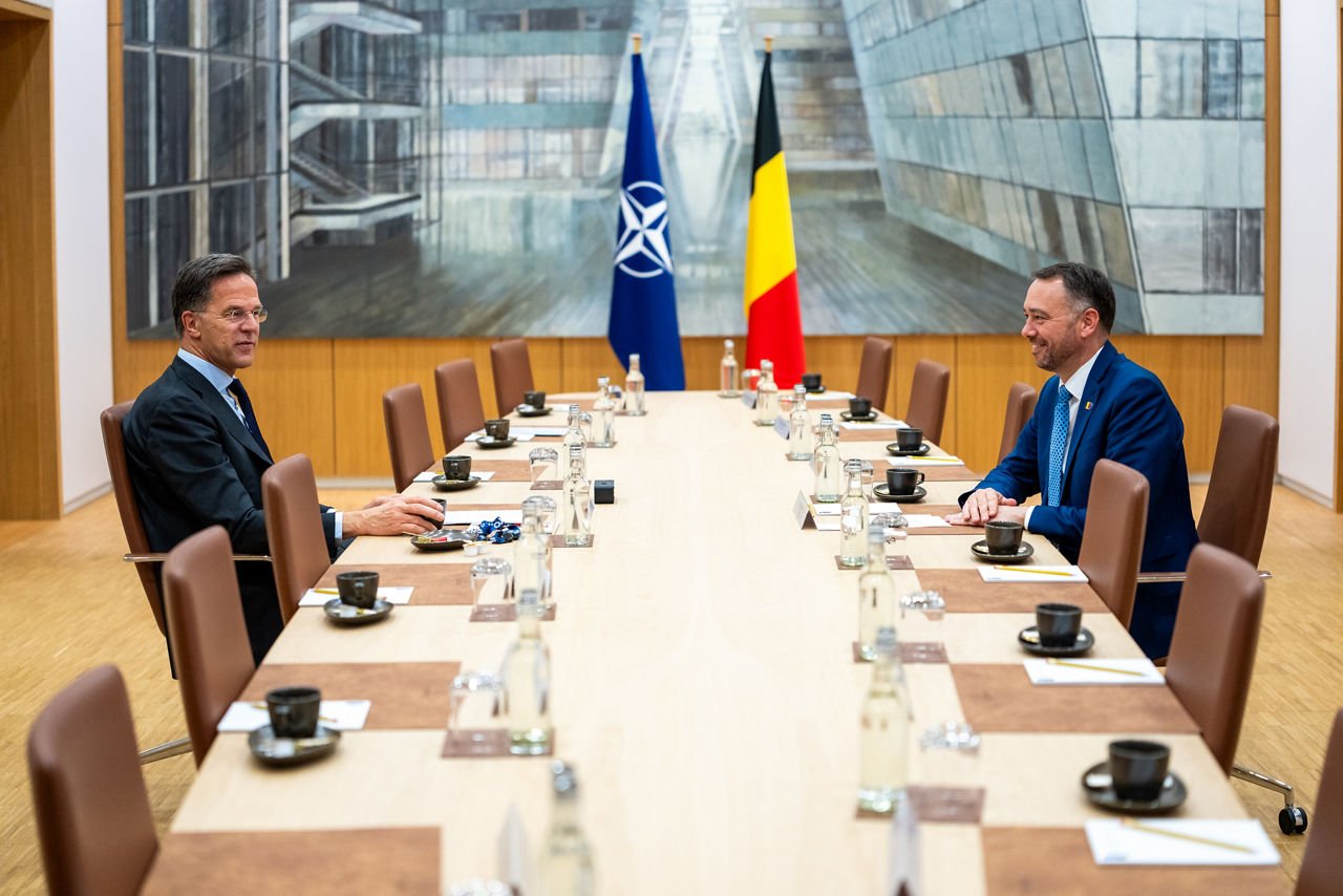 NATO Secretary General Mark Rutte meets with Maxime Prévot, Deputy Prime Minister and Minister of Foreign Affairs, European Affairs and Development Cooperation of Belgium