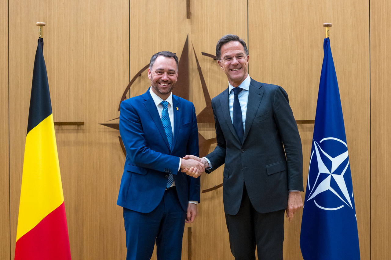 NATO Secretary General Mark Rutte meets with Maxime Prévot, Deputy Prime Minister and Minister of Foreign Affairs, European Affairs and Development Cooperation of Belgium