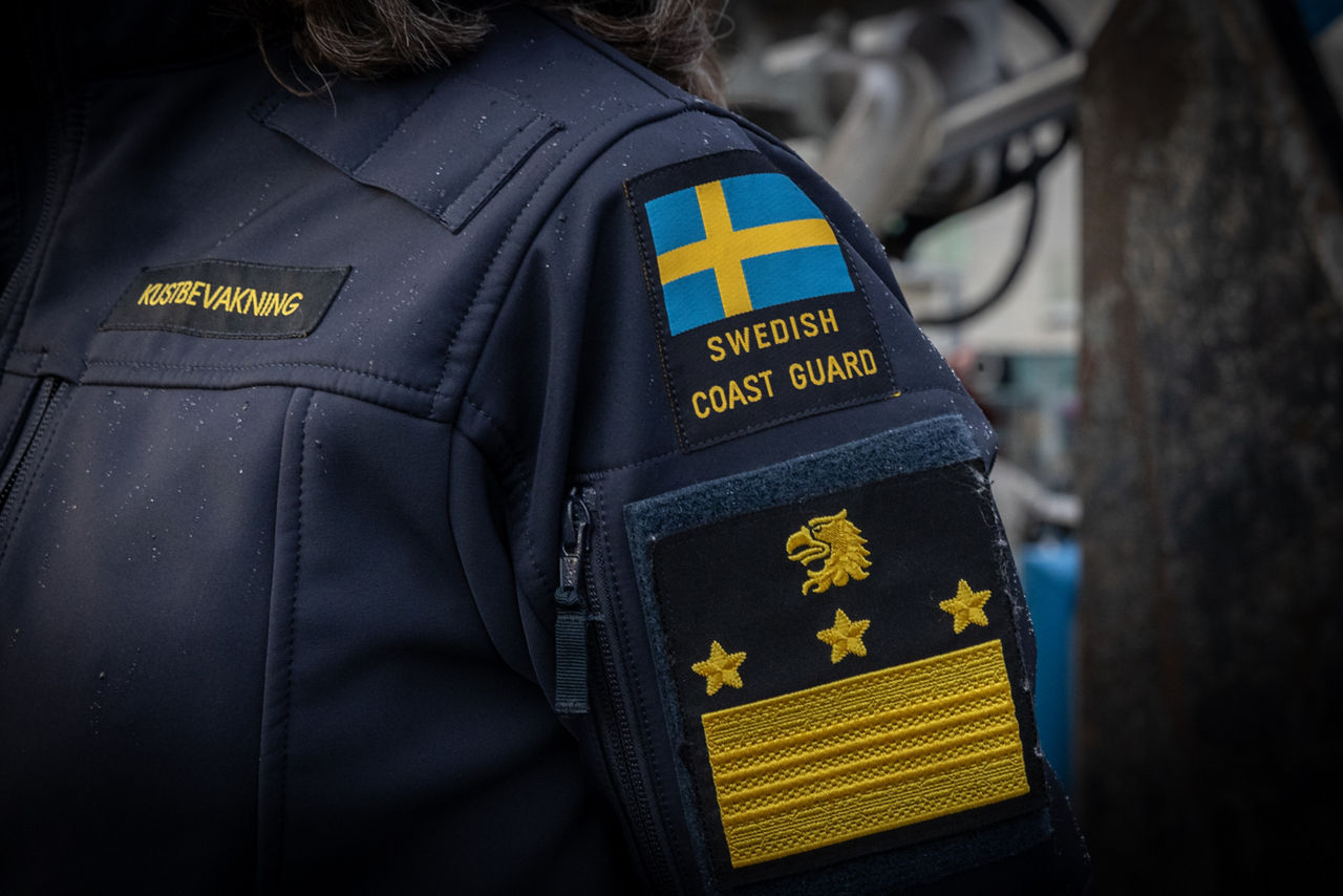 NATO Secretary General Mark Rutte with the crew of the Swedish Coast Guard Ship Amfitrite