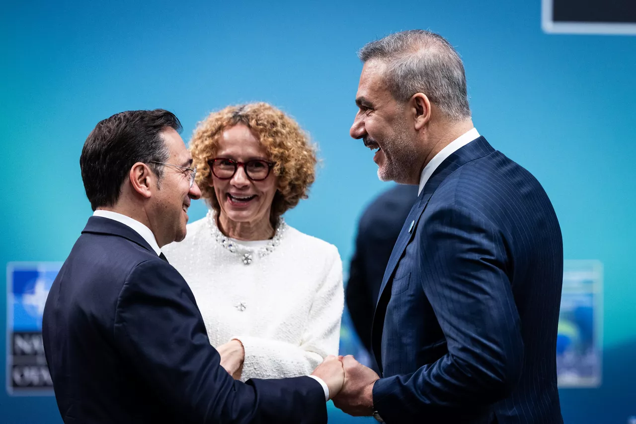NATO Deputy Secretary General Radmila Shekerinska with Paulo Rangel (Minister of Foreign Affairs, Portugal) and Hakan Fidan (Minister of Foreign Affairs, Türkiye)