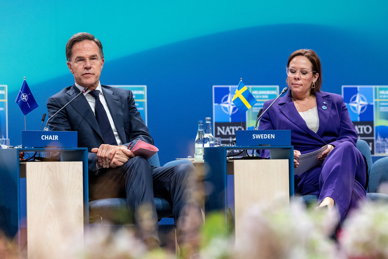 NATO Secretary General Mark Rutte and Maria Malmer Stenergard (Minister of Foreign Affairs, Sweden)