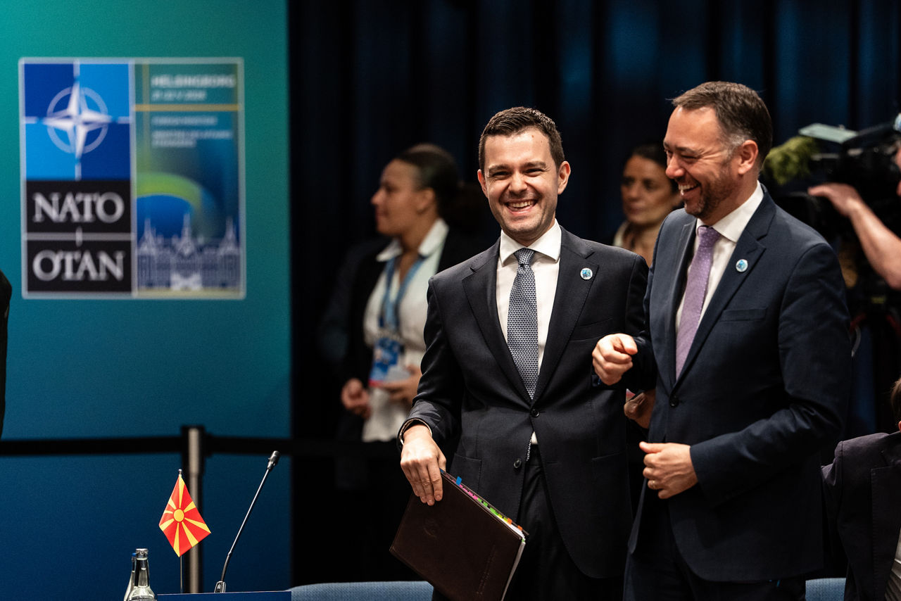 Timcho Mucunski (Minister of Foreign Affairs, North Macedonia) and Maxime Prévot (Minister of Foreign Affairs, Belgium)