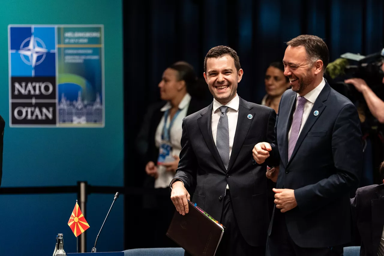 Timcho Mucunski (Minister of Foreign Affairs, North Macedonia) and Maxime Prévot (Minister of Foreign Affairs, Belgium)