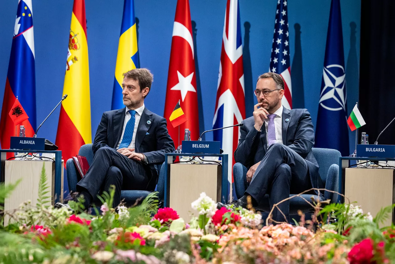 Ferit Hoxha (Minister of Foreign Affairs, Albania) and Maxime Prévot (Minister of Foreign Affairs, Belgium)
