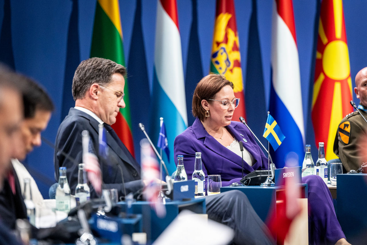 NATO Secretary General Mark Rutte and Maria Malmer Stenergard (Minister of Foreign Affairs, Sweden)