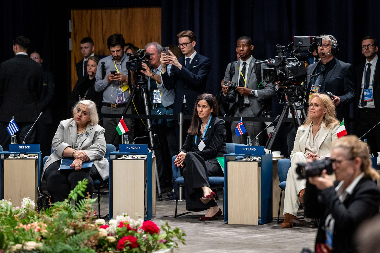 Alexandra Papadopoulou (Deputy Minister of Foreign Affairs, Greece), Anita Orbán (Minister of Foreign Affairs, Hungary) and Þorgerður Katrín Gunnarsdóttir (Minister of Foreign Affairs, Iceland)