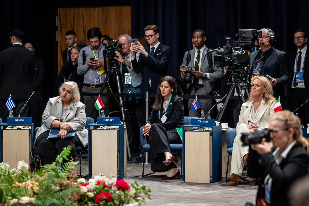 Alexandra Papadopoulou (Deputy Minister of Foreign Affairs, Greece), Anita Orbán (Minister of Foreign Affairs, Hungary) and Þorgerður Katrín Gunnarsdóttir (Minister of Foreign Affairs, Iceland)