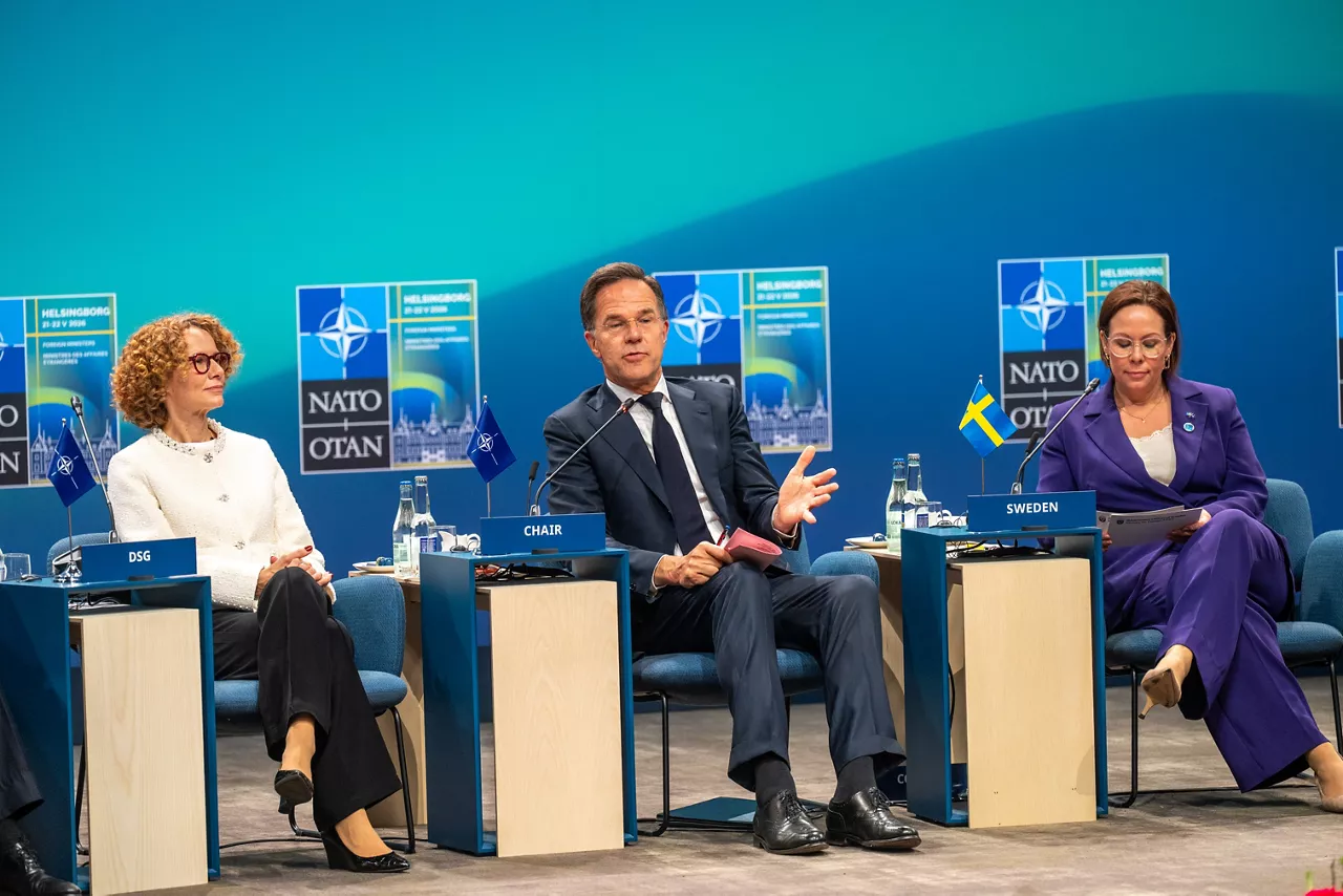 NATO Deputy Secretary General Radmila Shekerinska, NATO Secretary General Mark Rutte, Maria Malmer Stenergard (Minister of Foreign Affairs, Sweden)