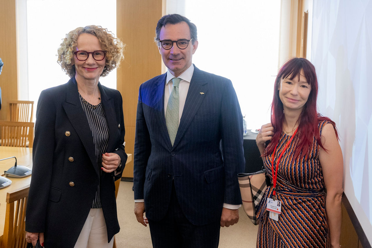 NATO Deputy Secretary General Radmila Shekerinska with Marcos Perestrello, President of the NATO Parliamentary Assembly and Benedetta Berti, Secretary General of the NATO Parliamentary Assembly