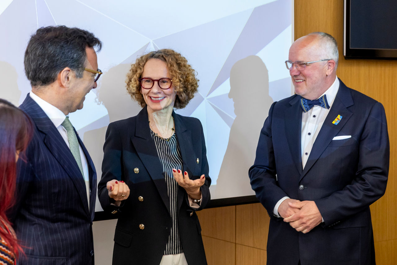 NATO Deputy Secretary General Radmila Shekerinska with Marcos Perestrello, President of the NATO Parliamentary Assembly and Juozas Olekas, Speaker of the Parliament of Lithuania 