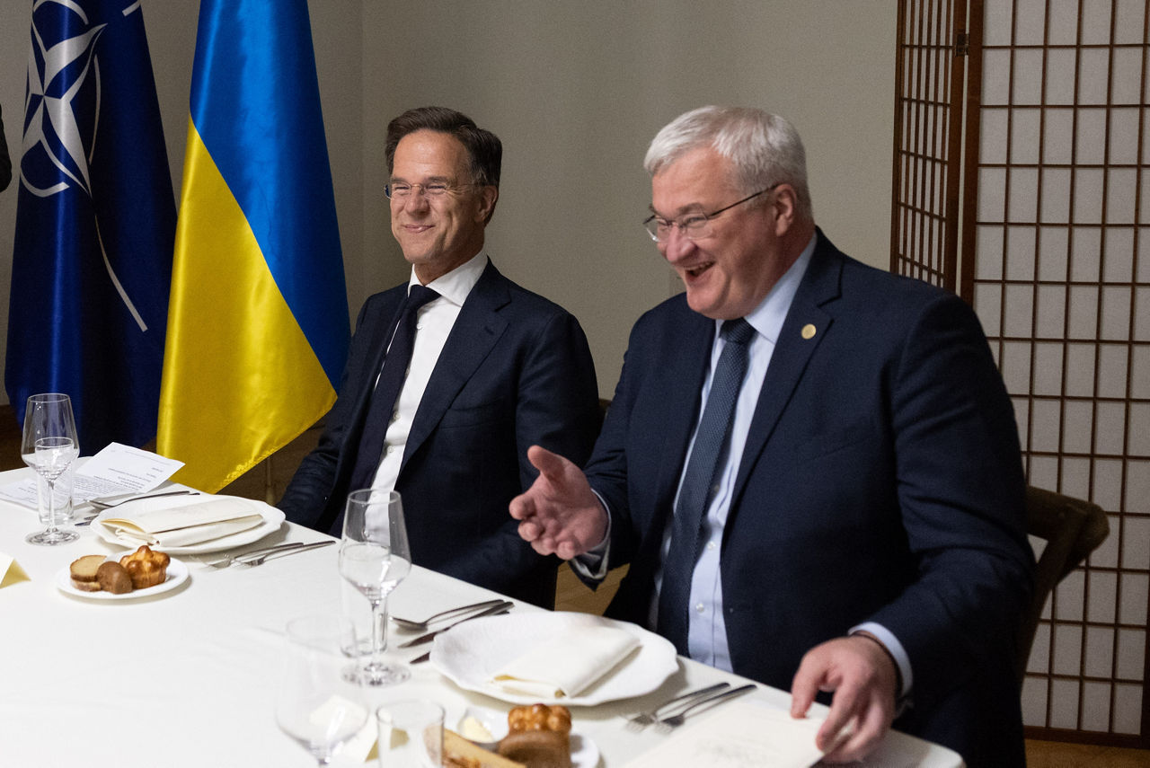 NATO Secretary General Mark Rutte meets with the Minister of Foreign Affairs of Ukraine, Andrii Sybiha who hosted a visit to the Saint Sophia Cathedral