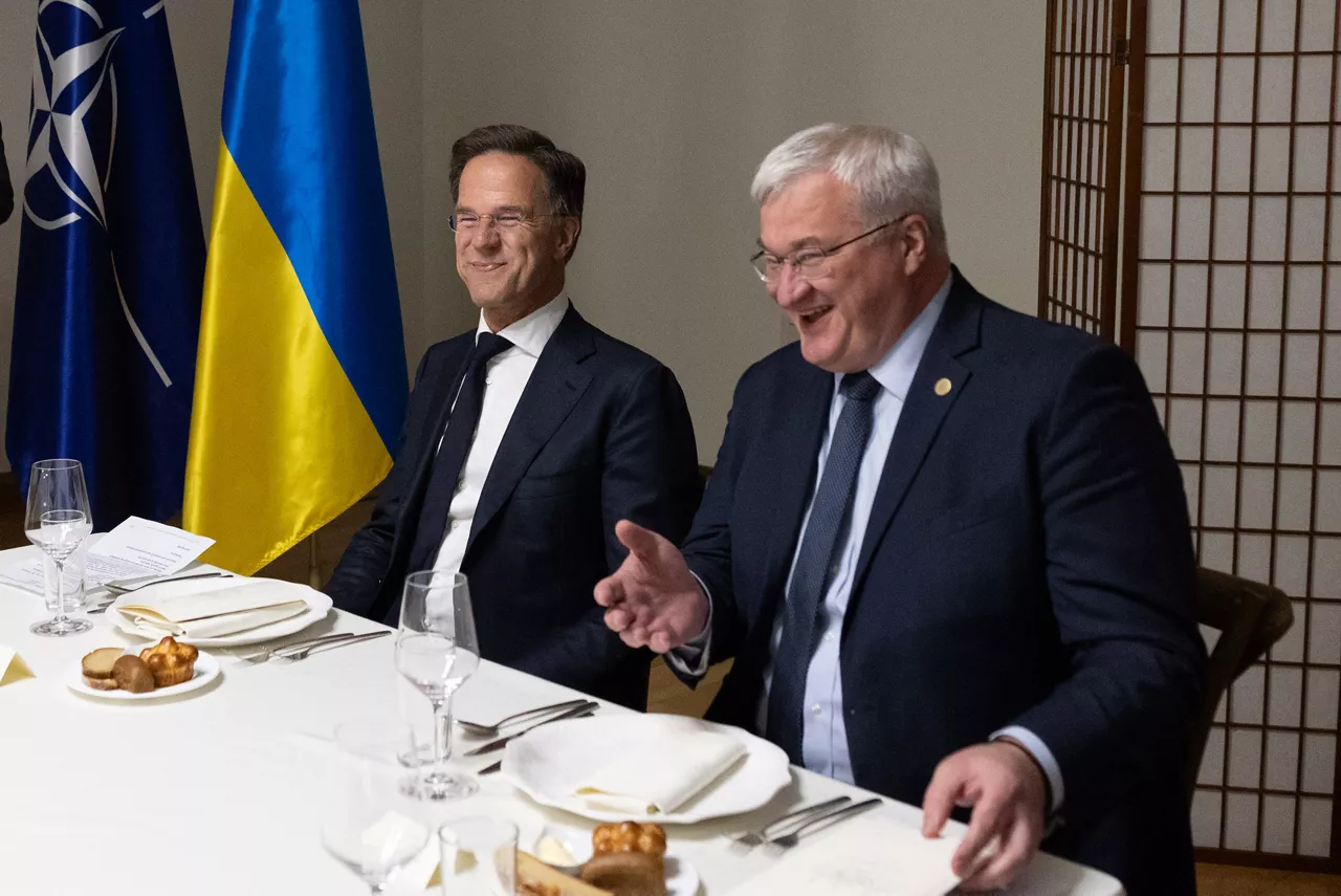 NATO Secretary General Mark Rutte meets with the Minister of Foreign Affairs of Ukraine, Andrii Sybiha who hosted a visit to the Saint Sophia Cathedral