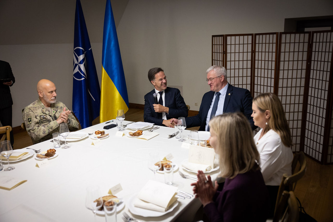 NATO Secretary General Mark Rutte meets with the Minister of Foreign Affairs of Ukraine, Andrii Sybiha who hosted a visit to the Saint Sophia Cathedral