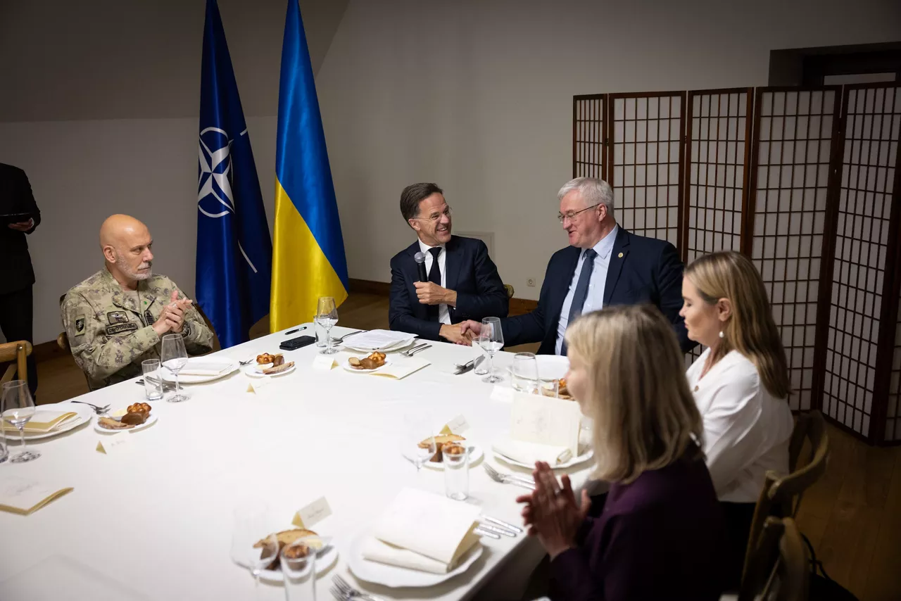 NATO Secretary General Mark Rutte meets with the Minister of Foreign Affairs of Ukraine, Andrii Sybiha who hosted a visit to the Saint Sophia Cathedral