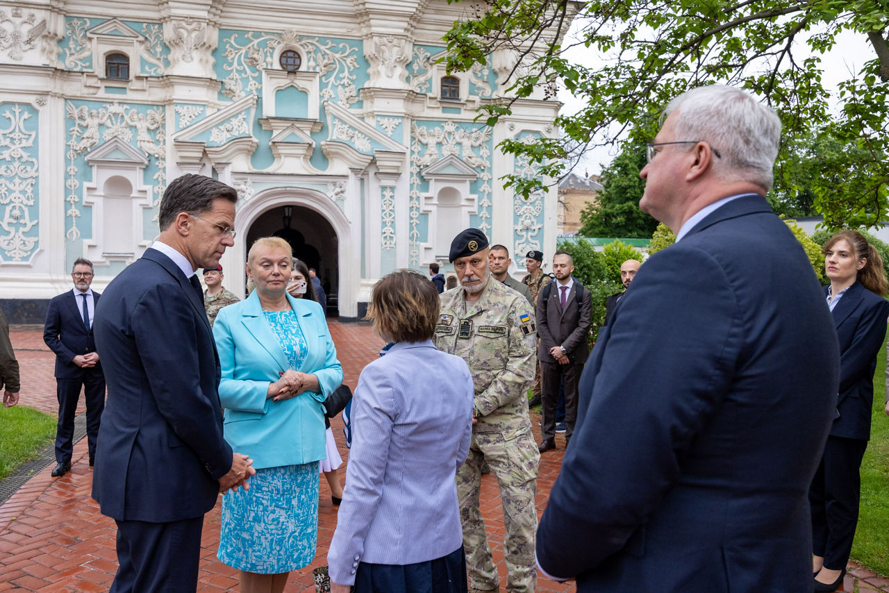 NATO Secretary General Mark Rutte meets with the Minister of Foreign Affairs of Ukraine, Andrii Sybiha who hosted a visit to the Saint Sophia Cathedral