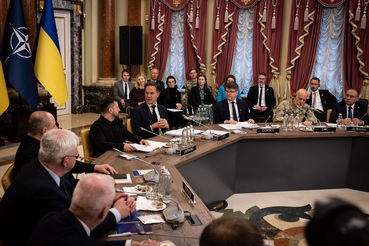 NATO Secretary General Mark Rutte and Volodymyr Zelenskyy, President of Ukraine, at the NATO-Ukraine Council (NUC)