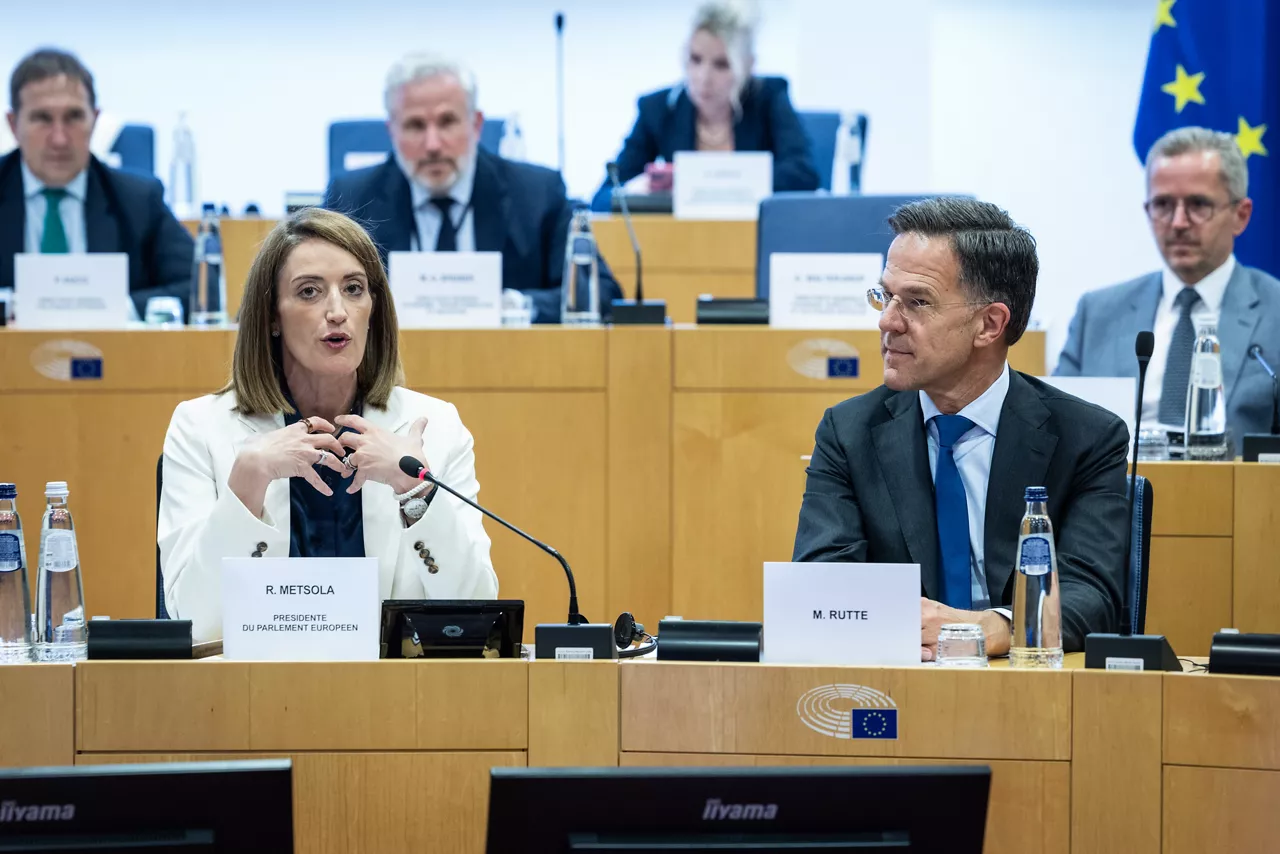 NATO Secretary General Mark Rutte and Roberta Metsola, President of the European Parliament