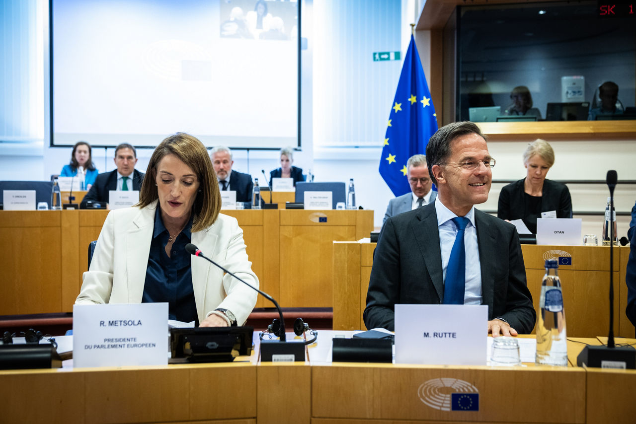 NATO Secretary General Mark Rutte and Roberta Metsola, President of the European Parliament
