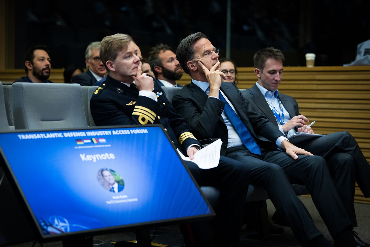NATO Secretary General Mark Rutte addresses the Transatlantic Defense Industry Access Forum 