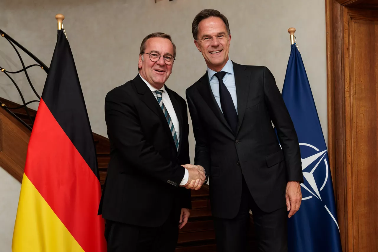 NATO Secretary General Mark Rutte meets with Boris Pistorius, Minister of Defence of Germany, ahead of the NATO Meeting of Defence Ministers