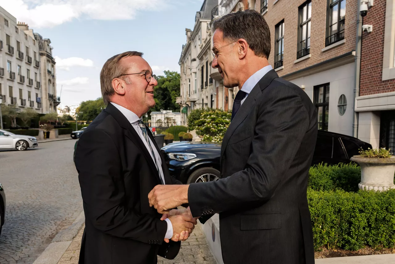 NATO Secretary General Mark Rutte meets with Boris Pistorius, Minister of Defence of Germany, ahead of the NATO Meeting of Defence Ministers
