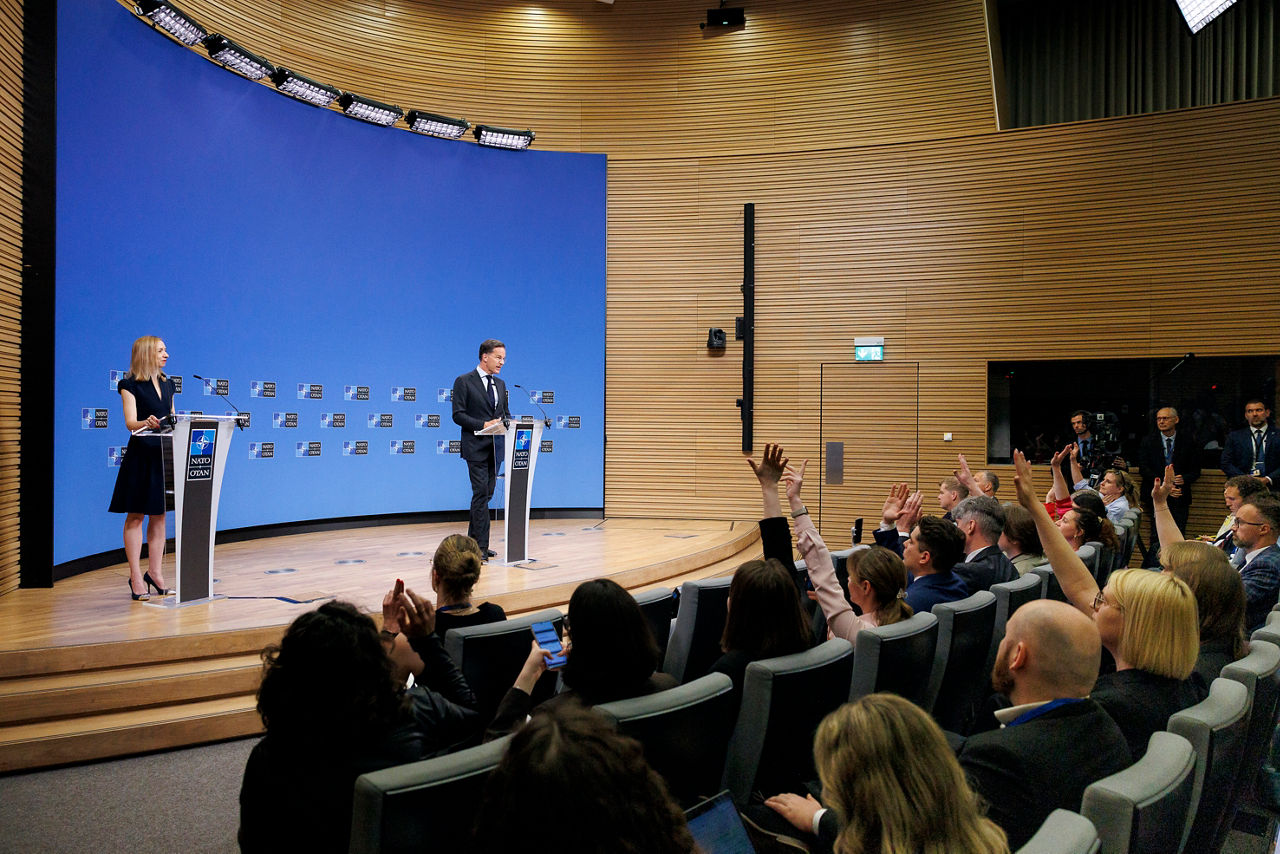 Pre-ministerial press conference by NATO Secretary General Mark Rutte ahead of the meetings of NATO Ministers of Defence in Brussels