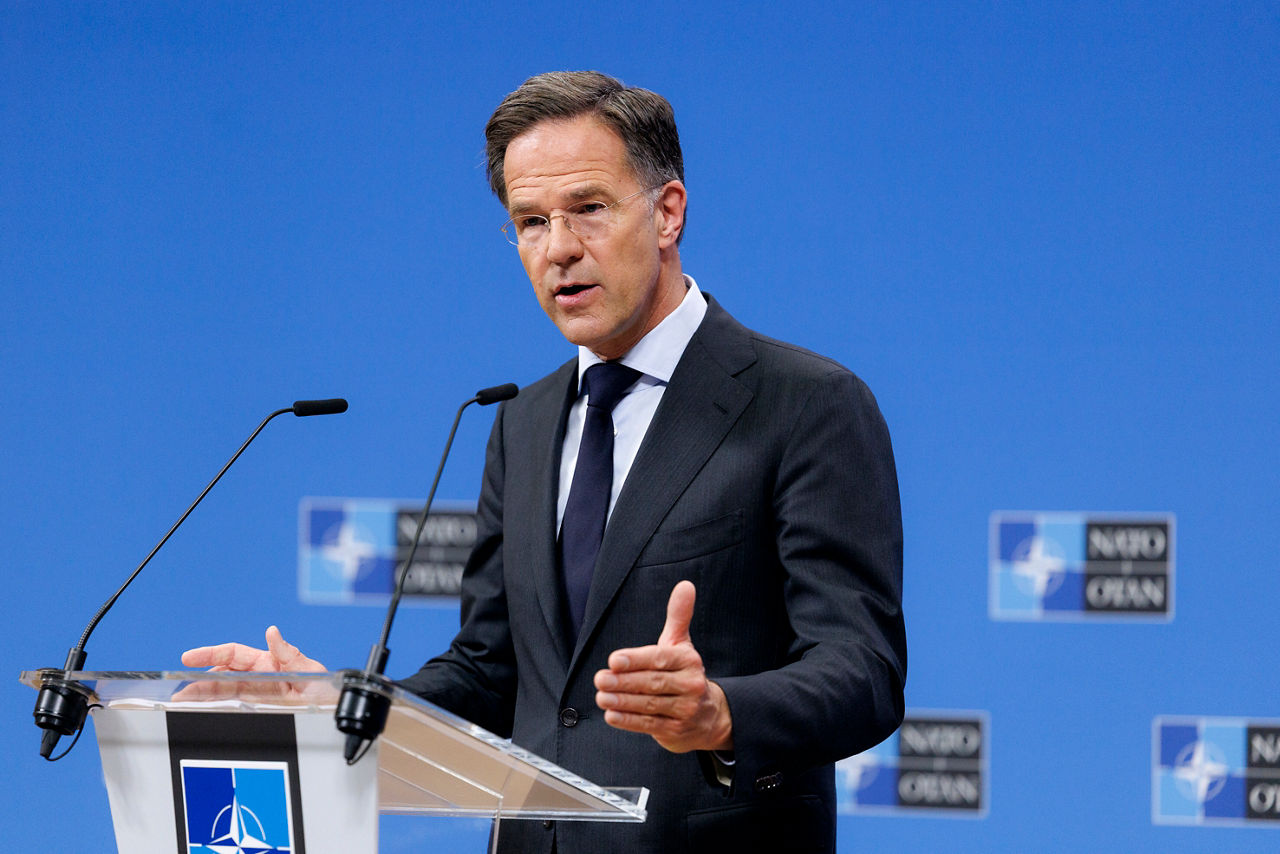 Pre-ministerial press conference by NATO Secretary General Mark Rutte ahead of the meetings of NATO Ministers of Defence in Brussels