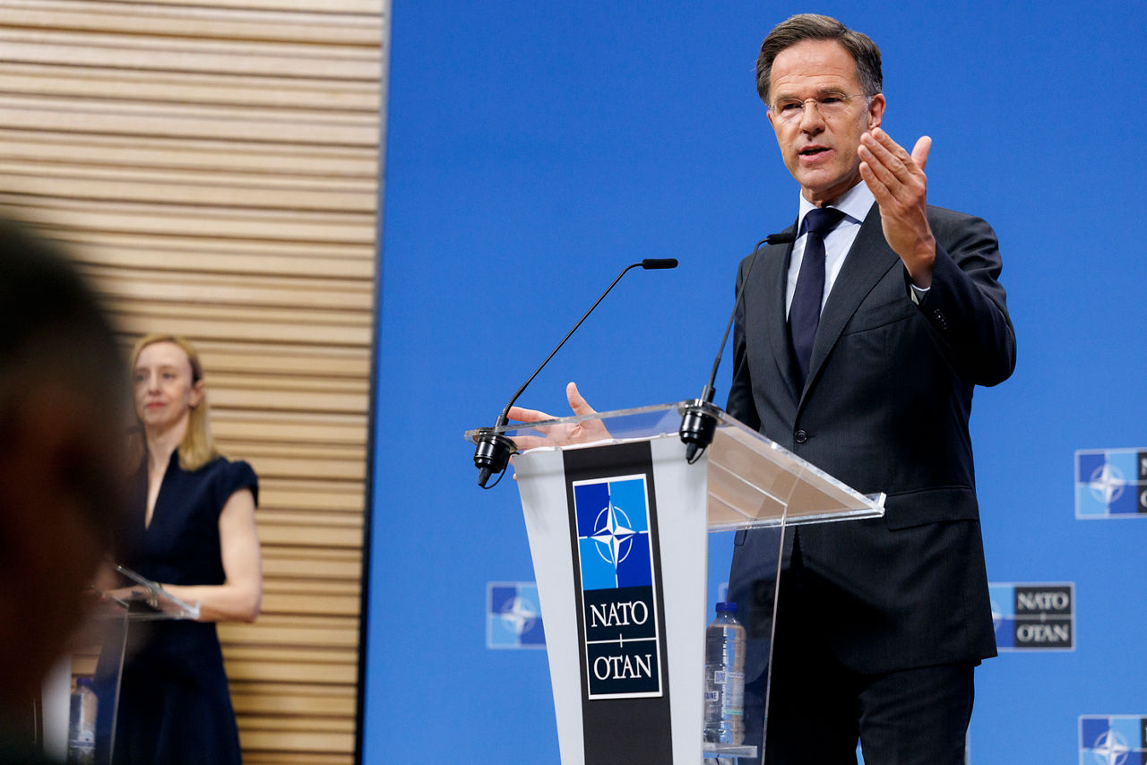 Pre-ministerial press conference by NATO Secretary General Mark Rutte ahead of the meetings of NATO Ministers of Defence in Brussels