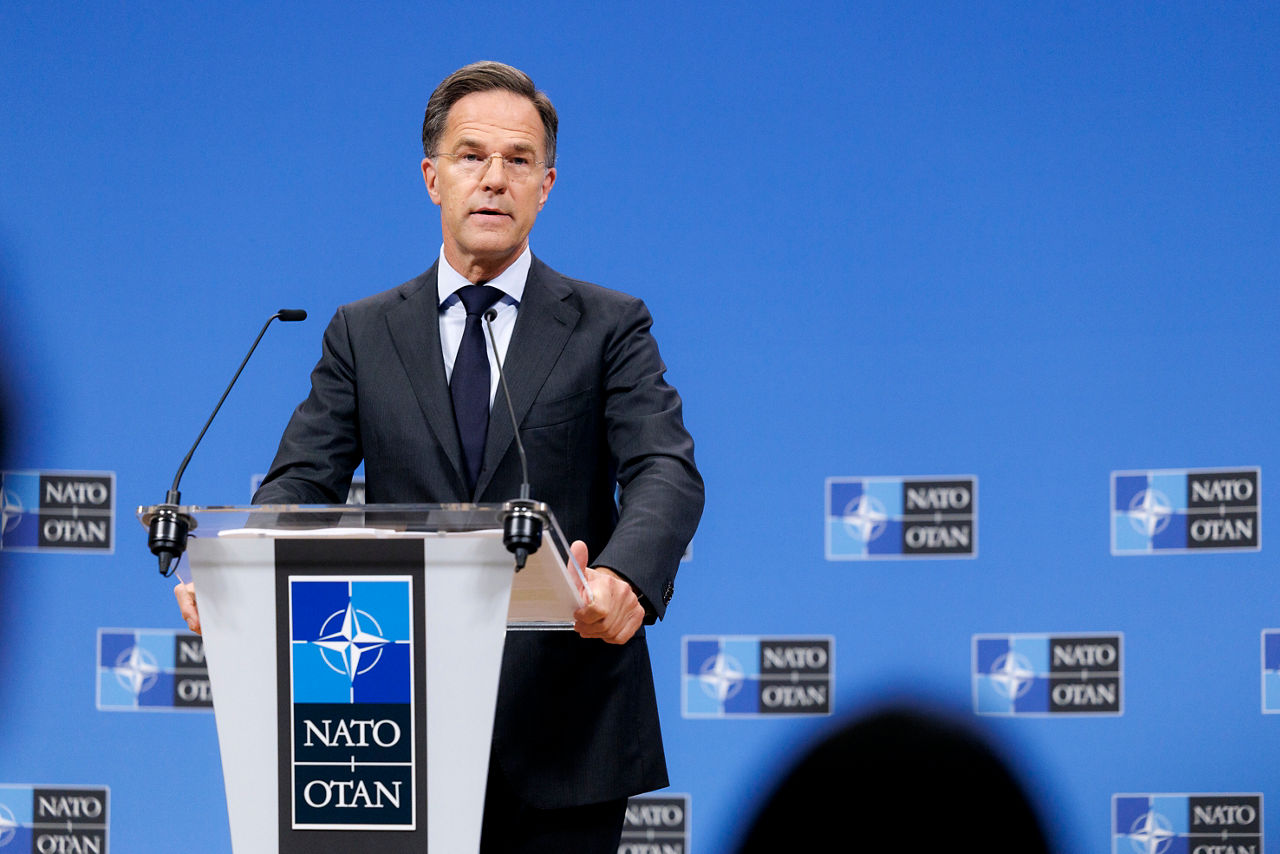 Pre-ministerial press conference by NATO Secretary General Mark Rutte ahead of the meetings of NATO Ministers of Defence in Brussels