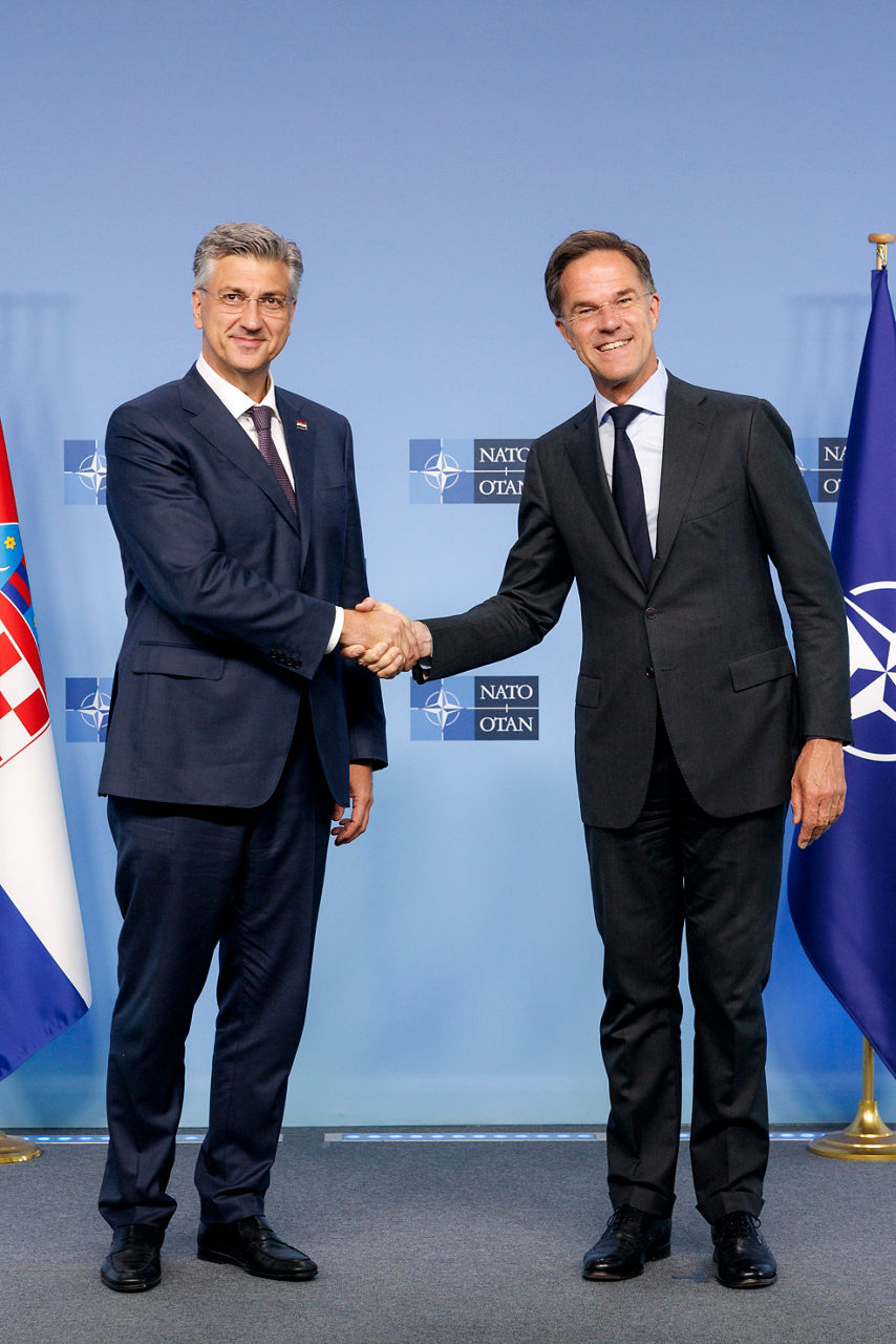 NATO Secretary General Mark Rutte meets with Andrej Plenković, Prime Minister of Croatia