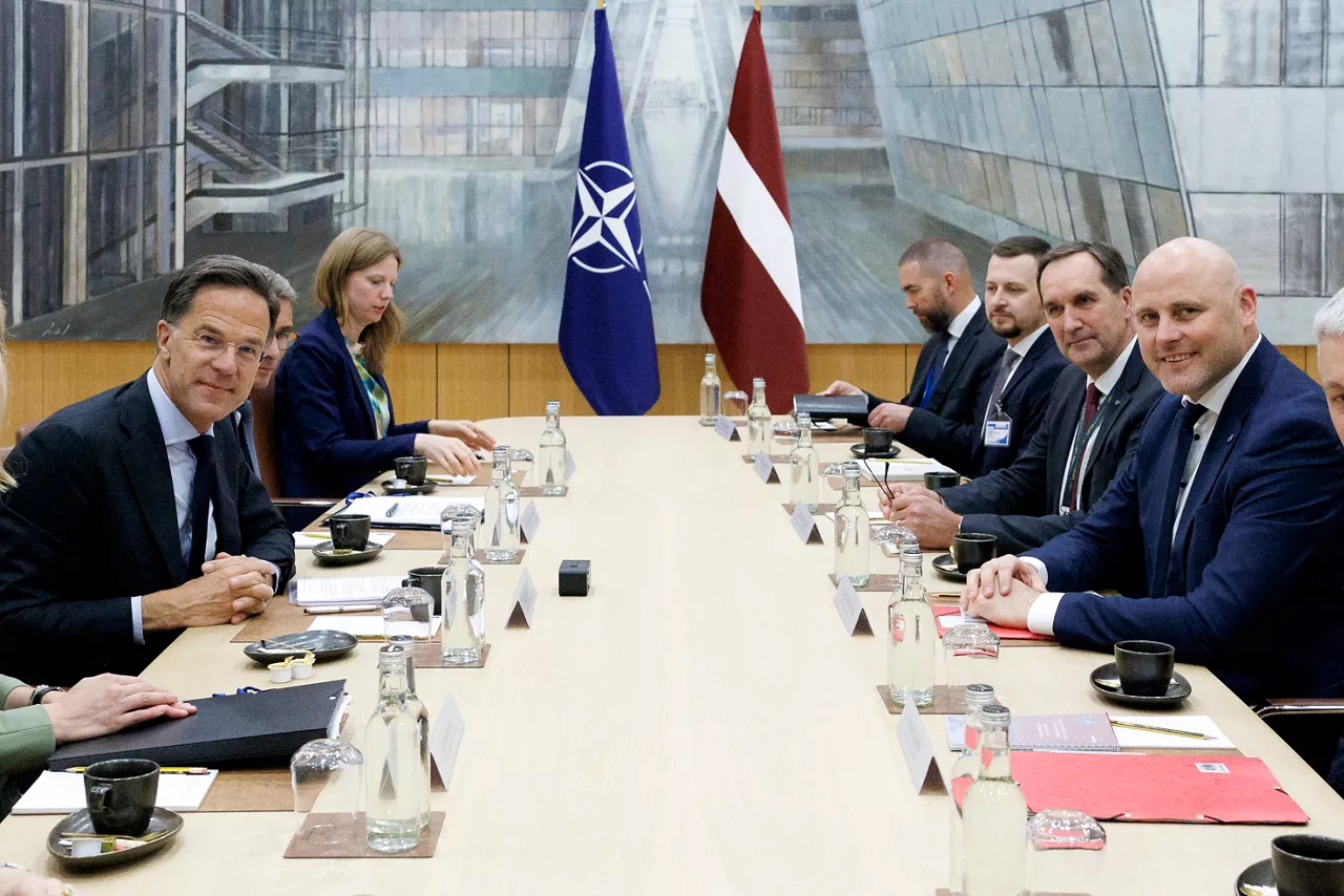 NATO Secretary General Mark Rutte meets with Andris Kulbergs, Prime Minister of Latvia