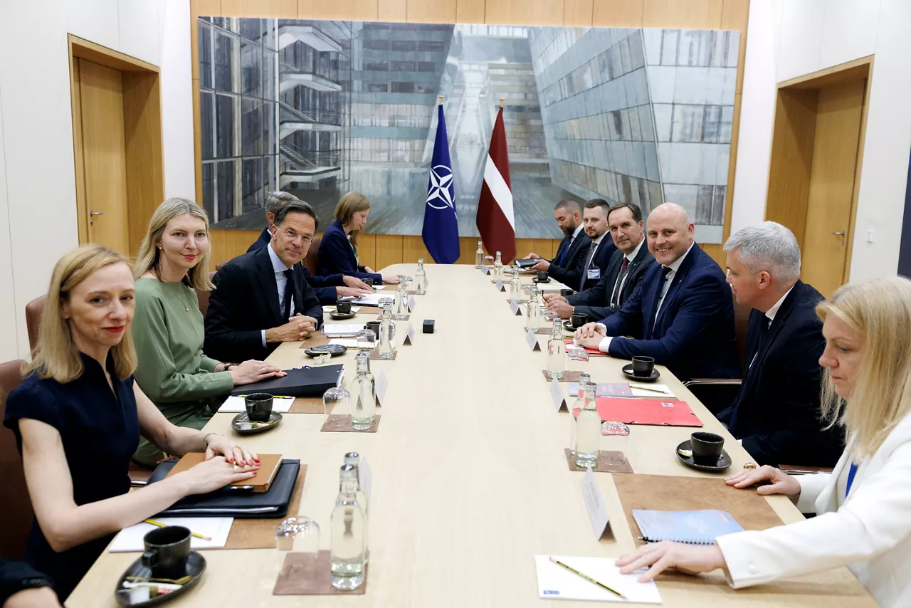 NATO Secretary General Mark Rutte meets with Andris Kulbergs, Prime Minister of Latvia