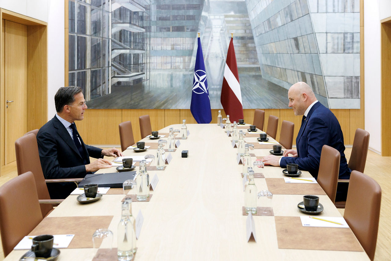 NATO Secretary General Mark Rutte meets with Andris Kulbergs, Prime Minister of Latvia