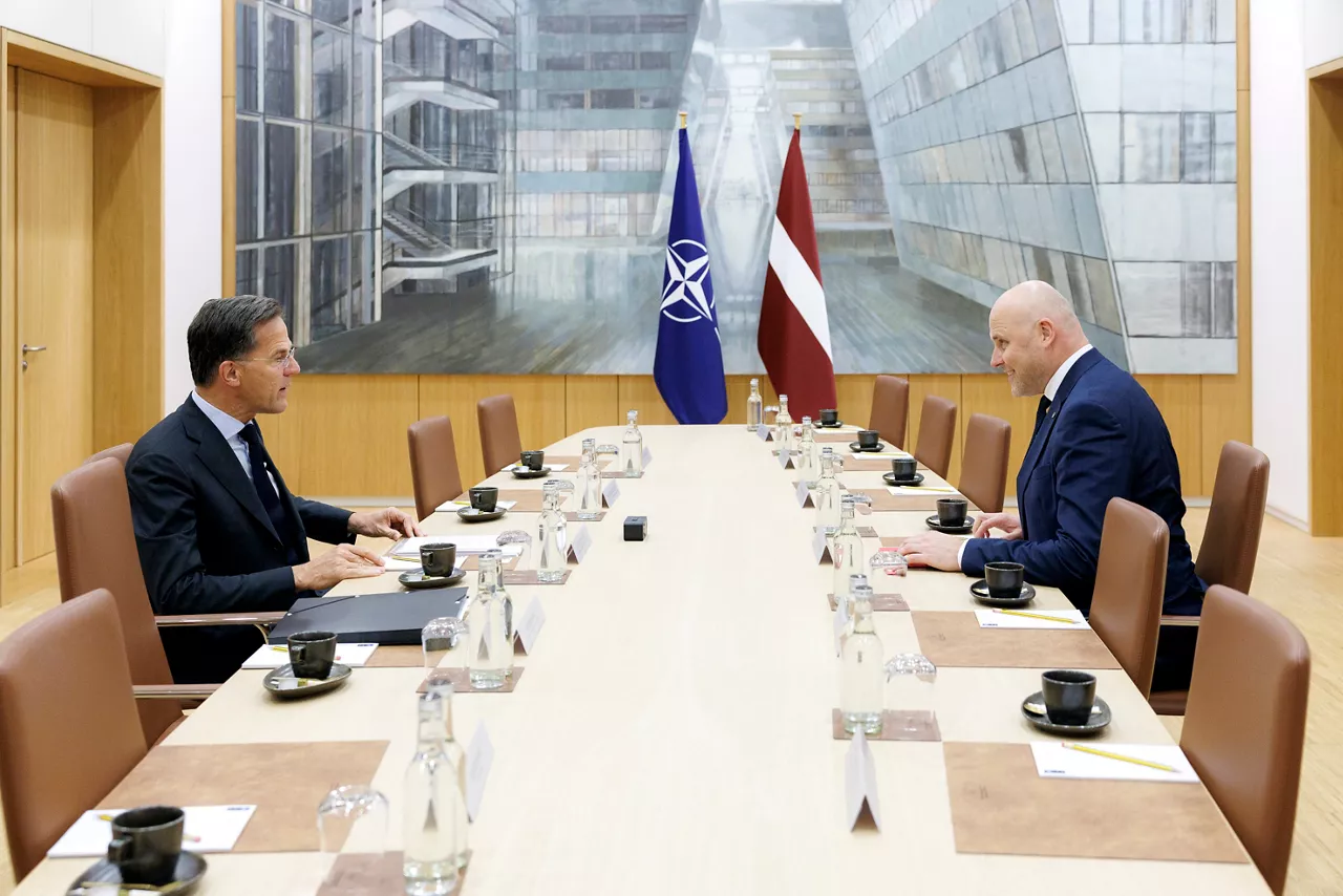 NATO Secretary General Mark Rutte meets with Andris Kulbergs, Prime Minister of Latvia