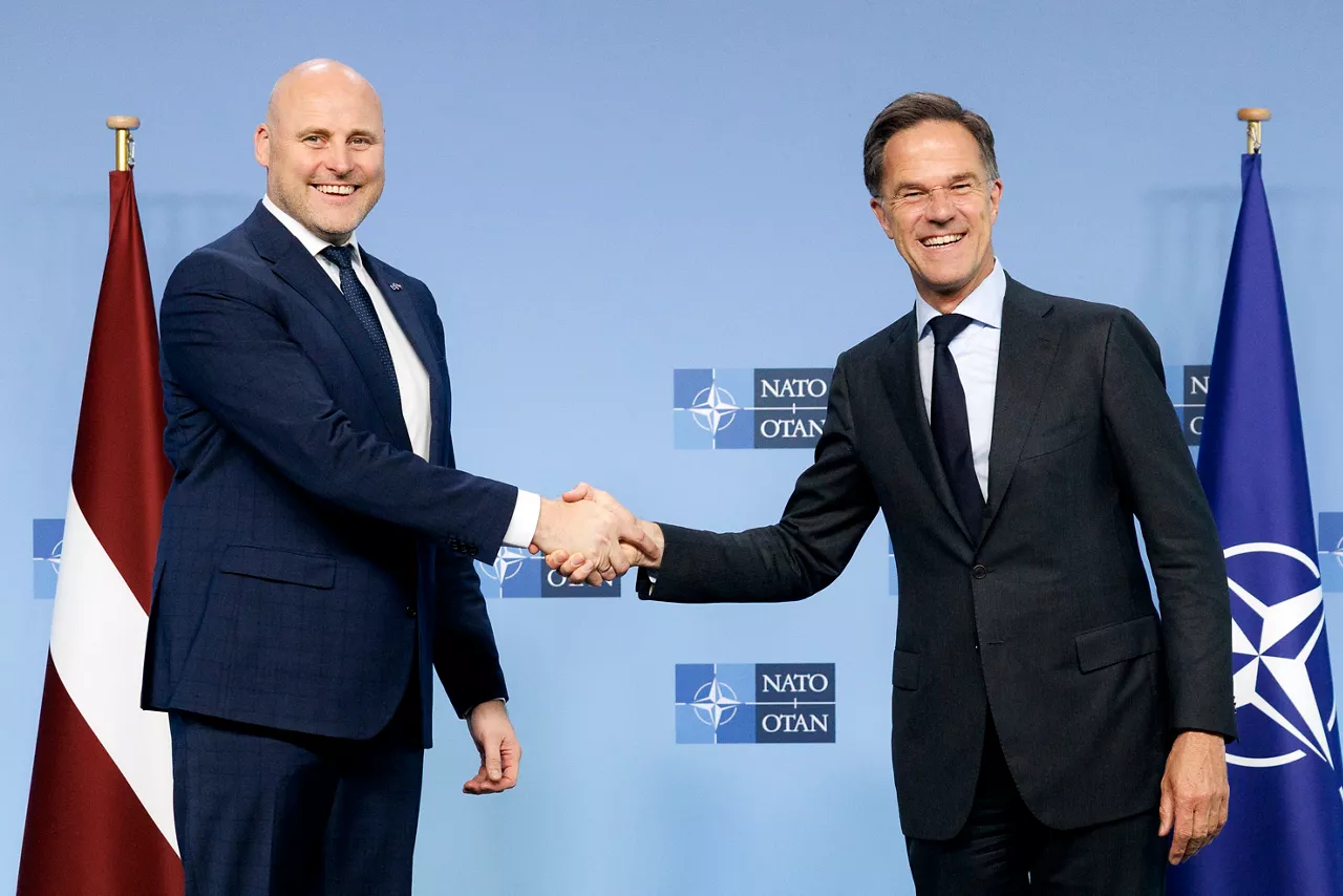 NATO Secretary General Mark Rutte meets with Andris Kulbergs, Prime Minister of Latvia