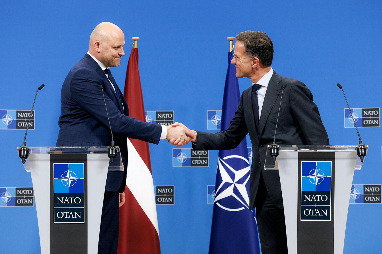 Joint press point by the Secretary General Mark Rutte and Andris Kulbergs, Prime Minister of Latvia