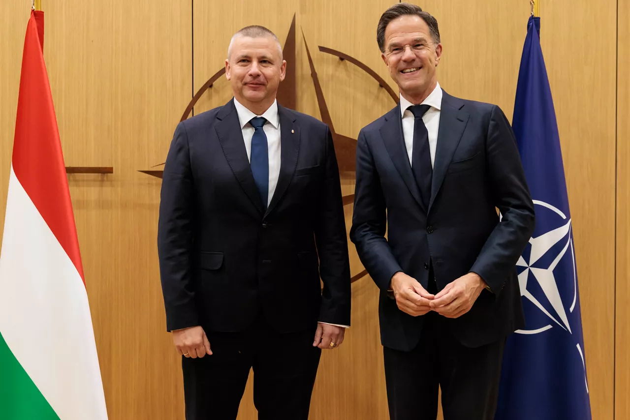 NATO Secretary General Mark Rutte meets with Ruszin-Szendi Romulusz, Minister of Defence of Hungary